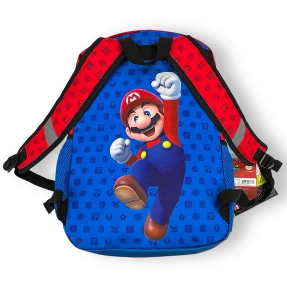 OFFICIAL Super Mario Backpack Reflective Kids School Bookbag Bag 17” w Bag Charm - Picture 6 of 16